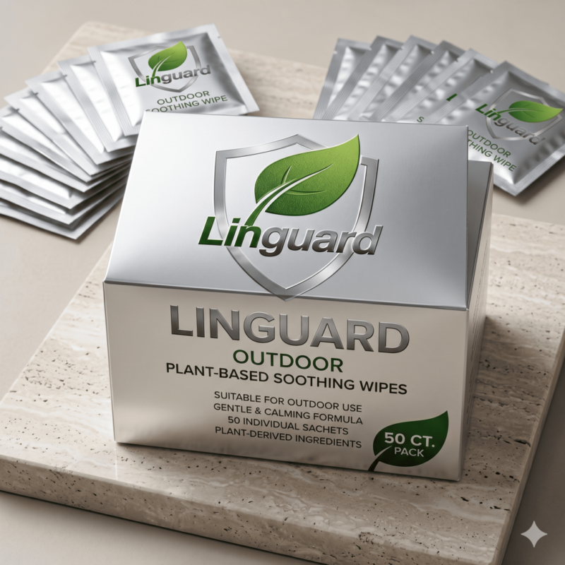 LINGUARD™ | Outdoor Plant-Based Soothing Wipes Nature's Touch. Individually Wrapped.